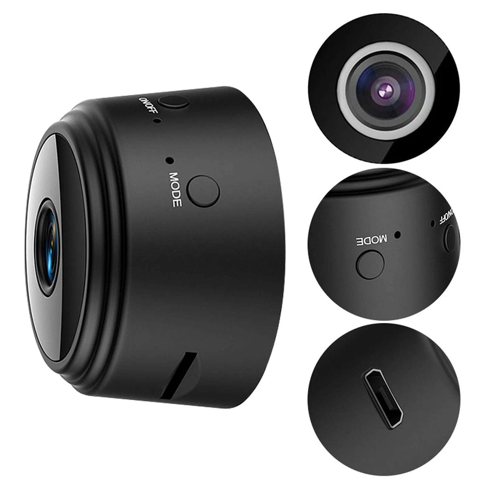 Mini Camera with Magnetic Back Cover 1080P HD Wireless Camera for Home Office Courtyard